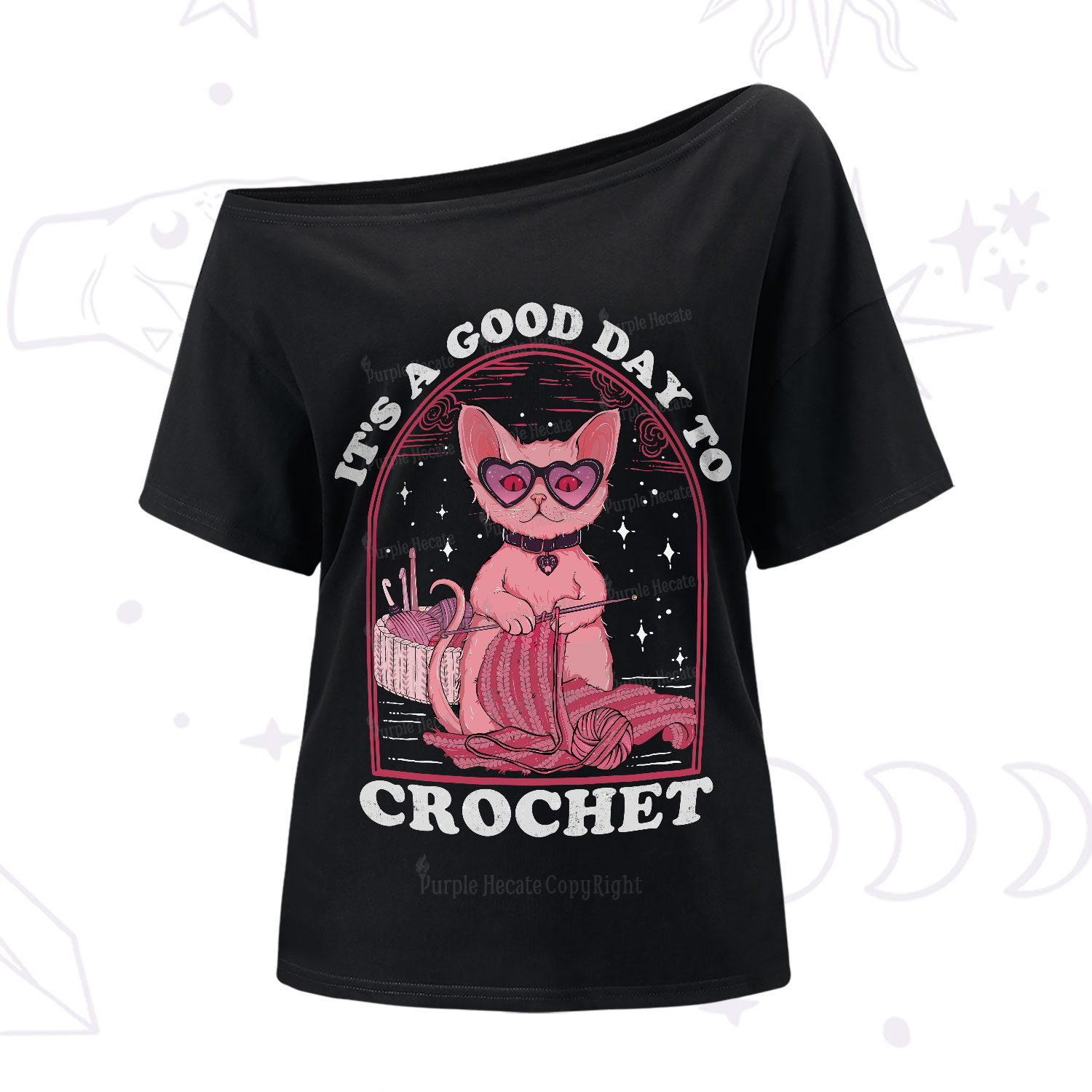 Purplehecate It's A Good Day To Crochet One-Shoulder T-Shirt
