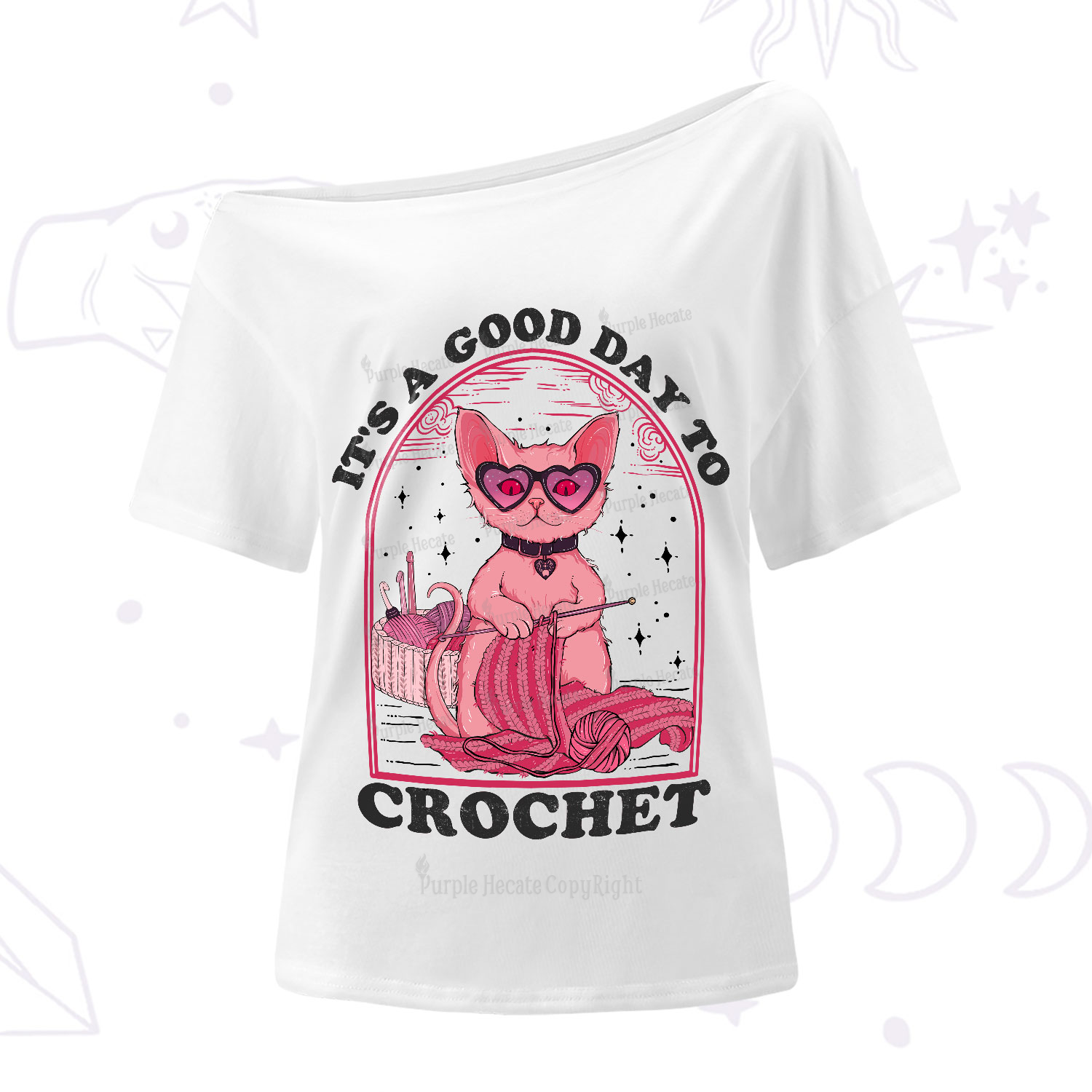 Purplehecate It's A Good Day To Crochet One-Shoulder T-Shirt
