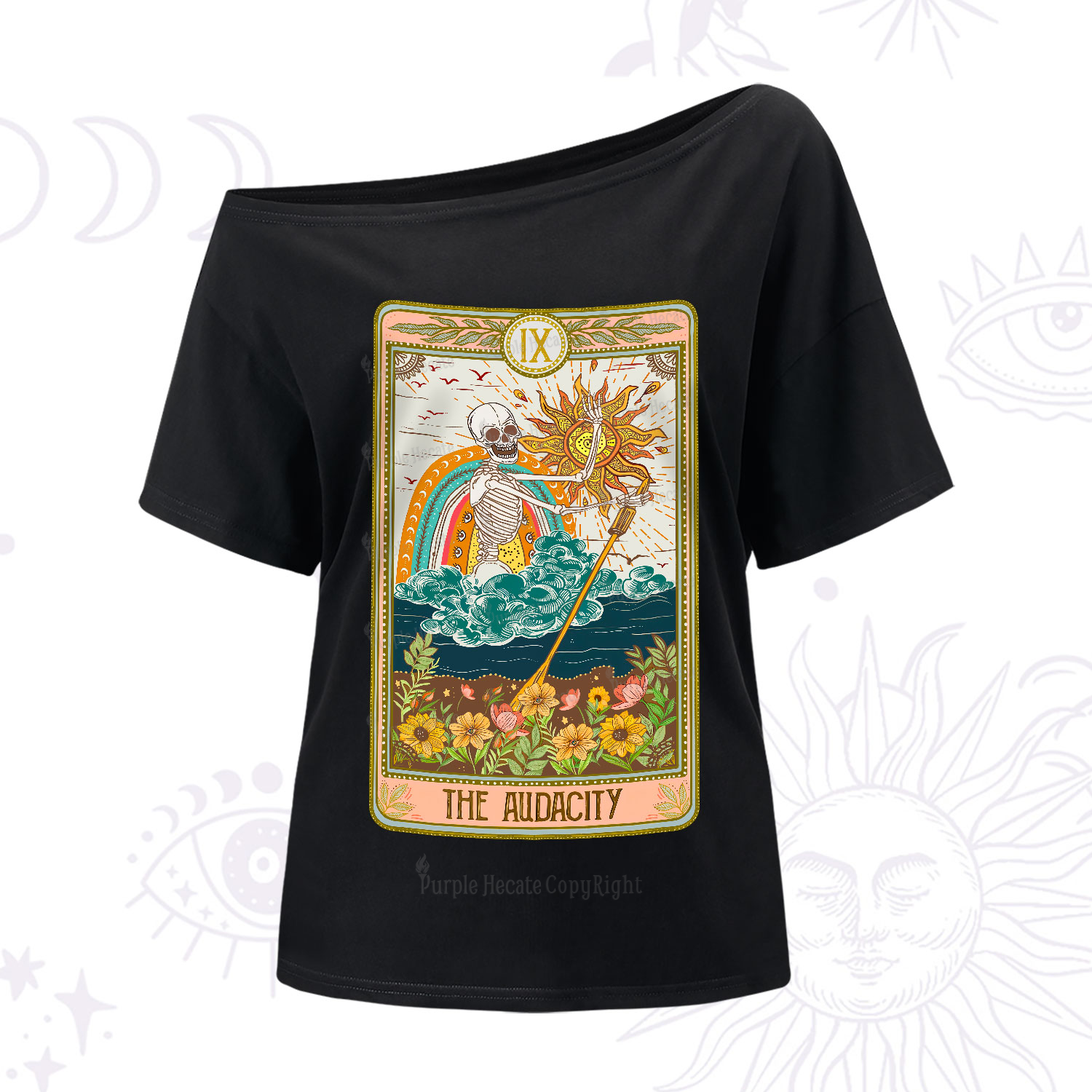 Purplehecate The Audacity Tarot Card One-Shoulder T-Shirt