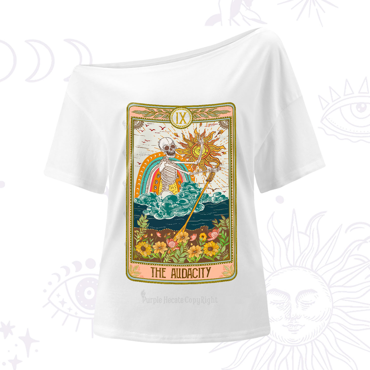 Purplehecate The Audacity Tarot Card One-Shoulder T-Shirt