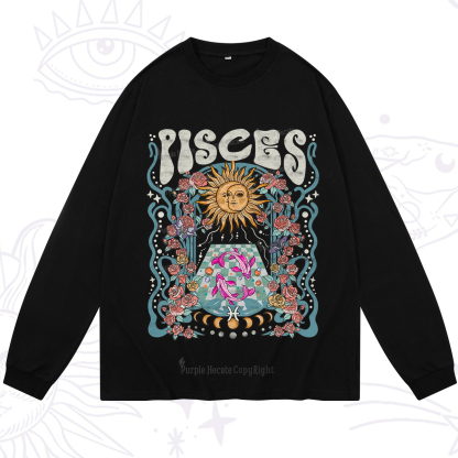 Purplehecate Pisces Spirit Zodiac Long Sleeve T-Shirt