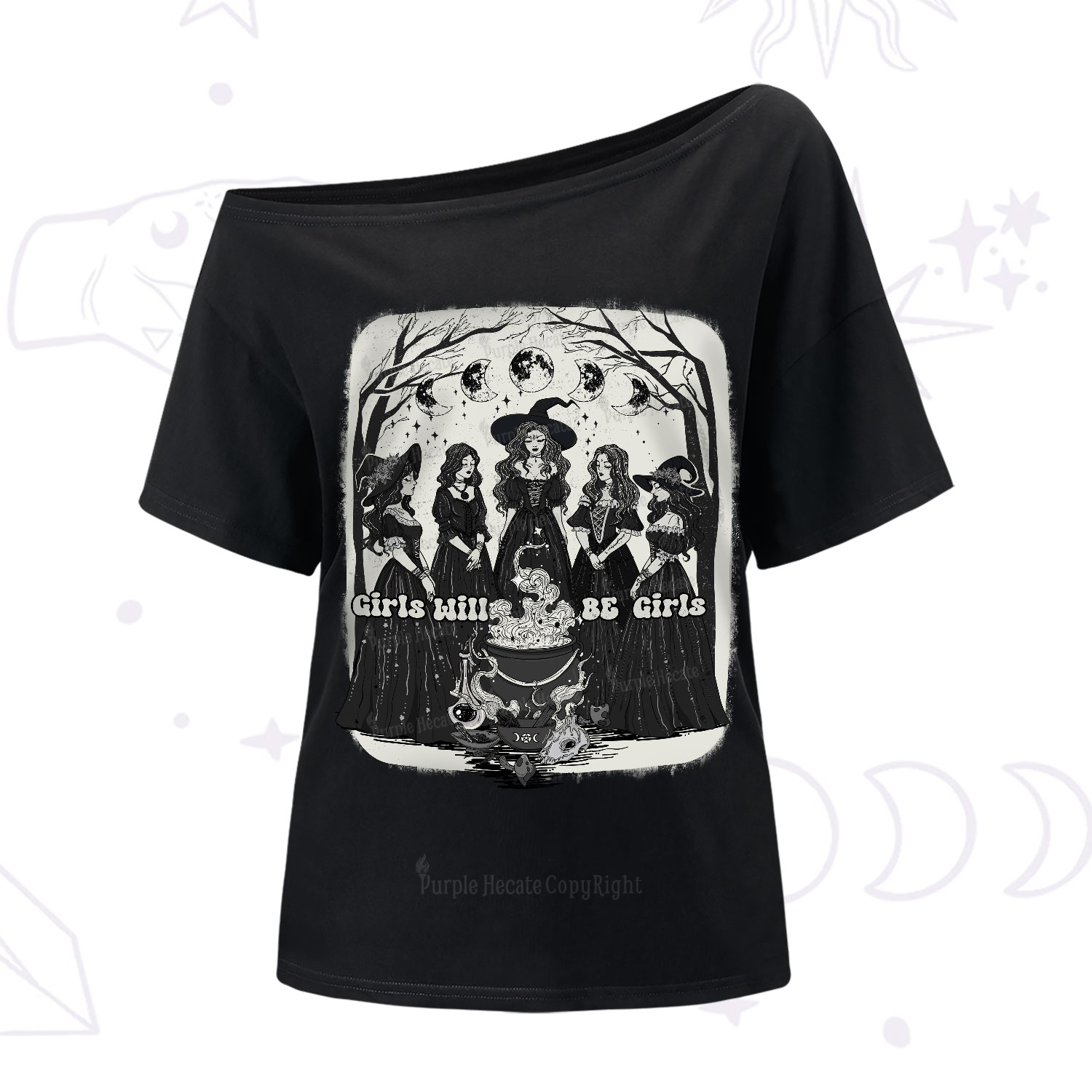 Purplehecate Girls Will Be Girls One-Shoulder T-Shirt