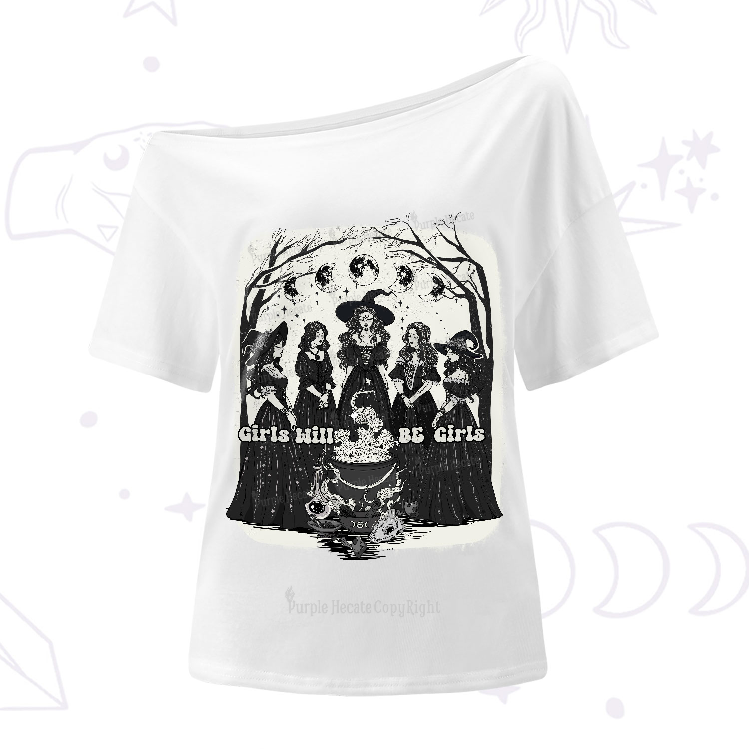 Purplehecate Girls Will Be Girls One-Shoulder T-Shirt