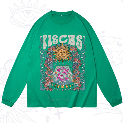 Purplehecate Pisces Spirit Zodiac Long Sleeve T-Shirt