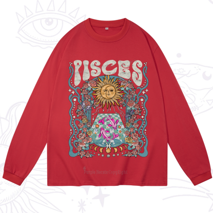 Purplehecate Pisces Spirit Zodiac Long Sleeve T-Shirt