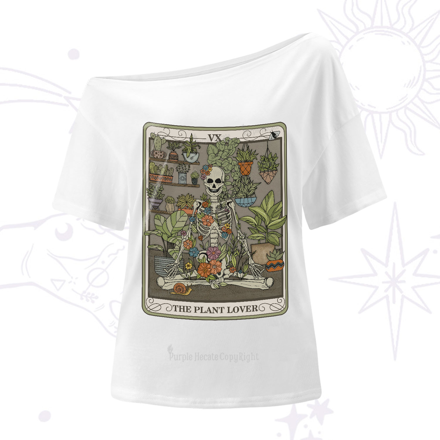 Purplehecate The Plant Lover Tarot One-Shoulder T-Shirt