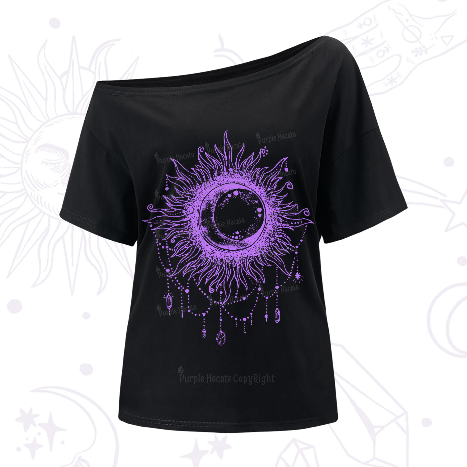 Purplehecate Starry Eye One-Shoulder T-Shirt