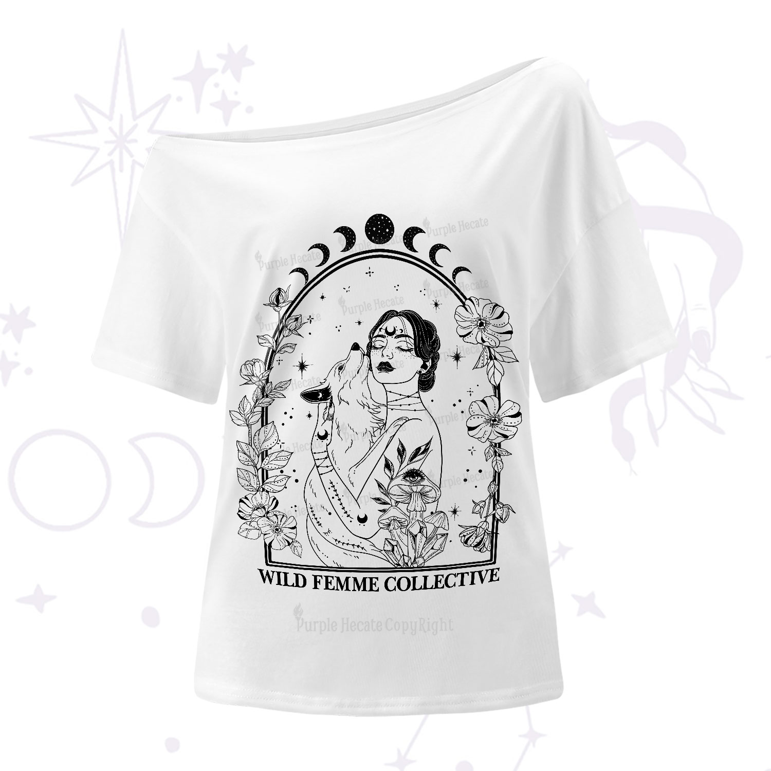 Purplehecate Wild Femme Collective One-Shoulder T-Shirt