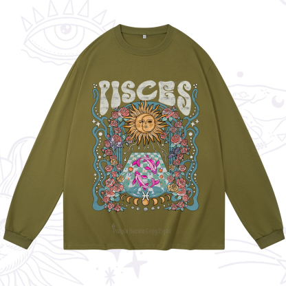 Purplehecate Pisces Spirit Zodiac Long Sleeve T-Shirt