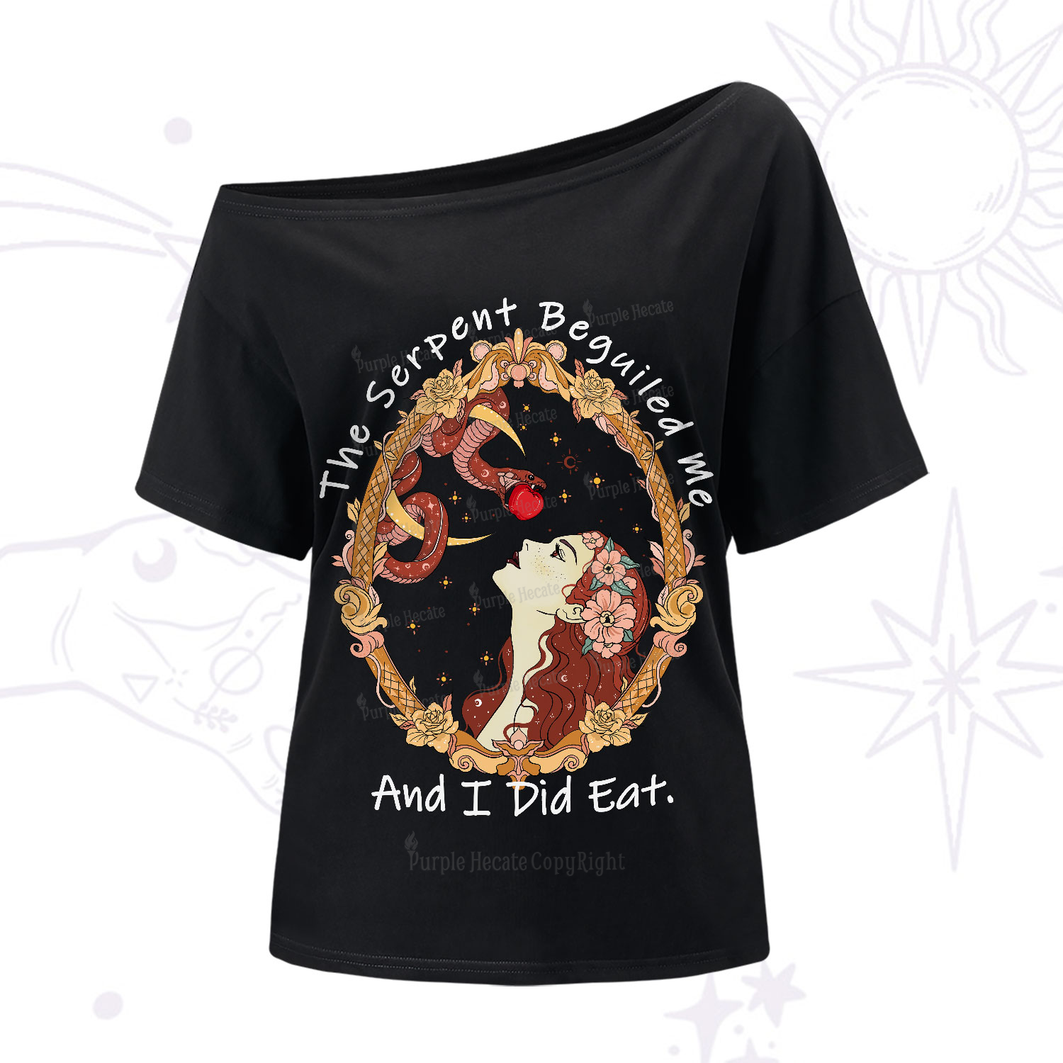 Purplehecate The Serpent Beguiled Me, And I Did Eat One-Shoulder T-Shirt