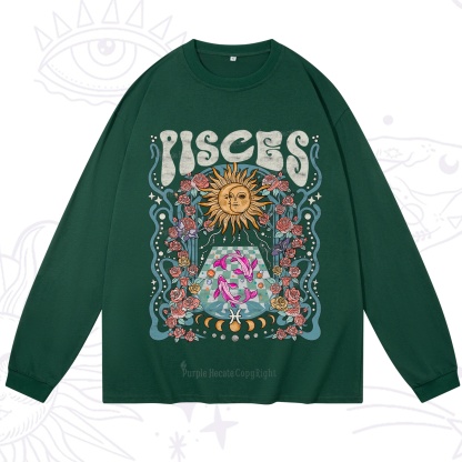 Purplehecate Pisces Spirit Zodiac Long Sleeve T-Shirt