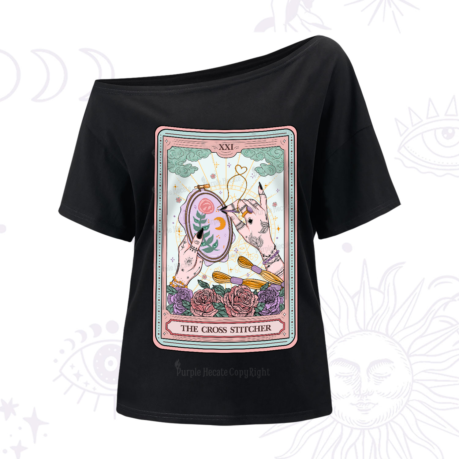 Purplehecate The Cross Stitcher Tarot One-Shoulder T-Shirt