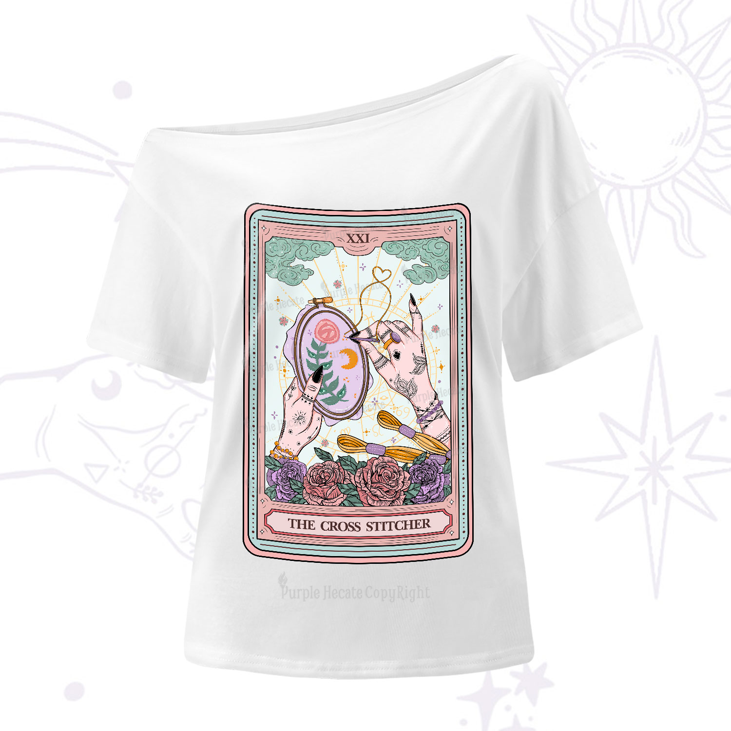 Purplehecate The Cross Stitcher Tarot One-Shoulder T-Shirt