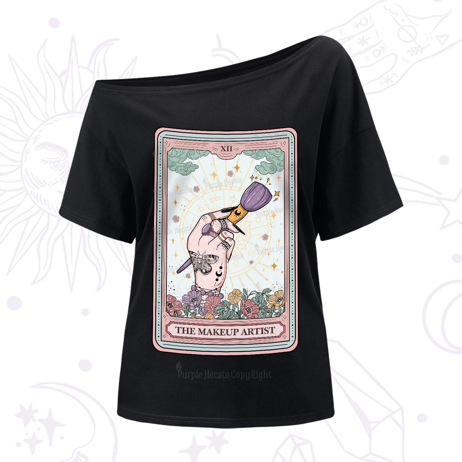 Purplehecate The Makeup Artist Tarot One-Shoulder T-Shirt