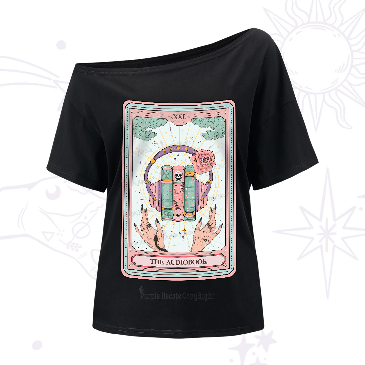 Purplehecate The Audiobook Tarot One-Shoulder T-Shirt