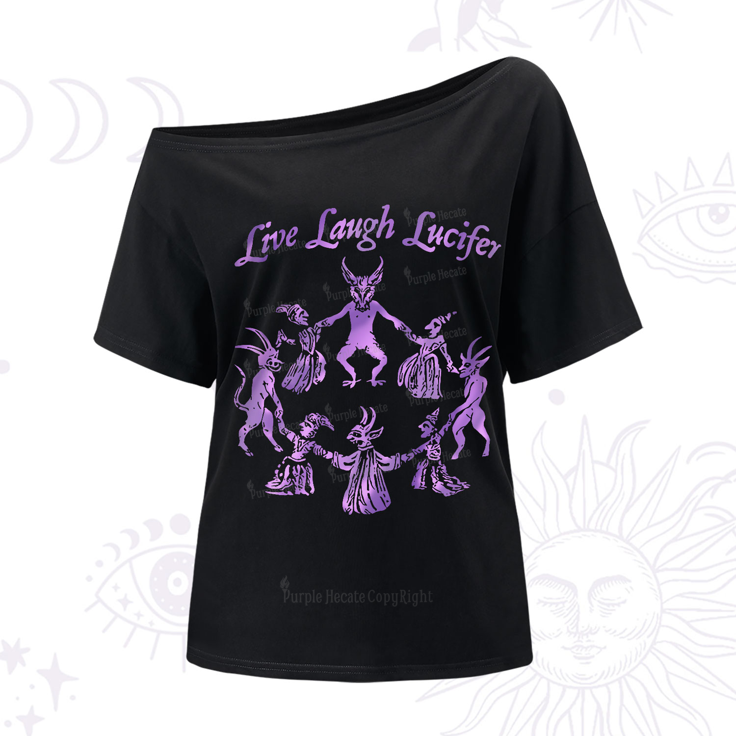 Purplehecate Live Laugh Lucifer Satanic One-Shoulder T-Shirt