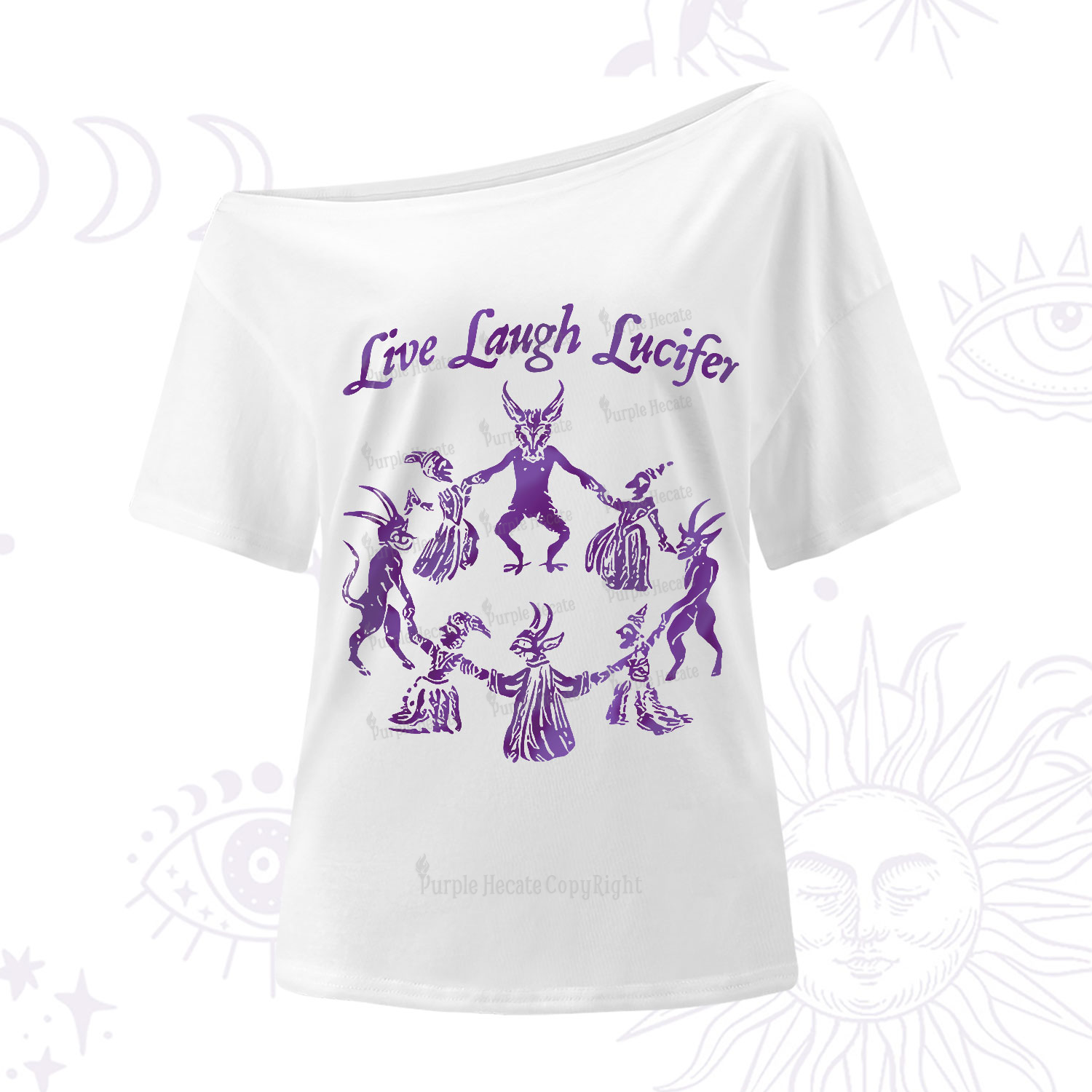 Purplehecate Live Laugh Lucifer Satanic One-Shoulder T-Shirt