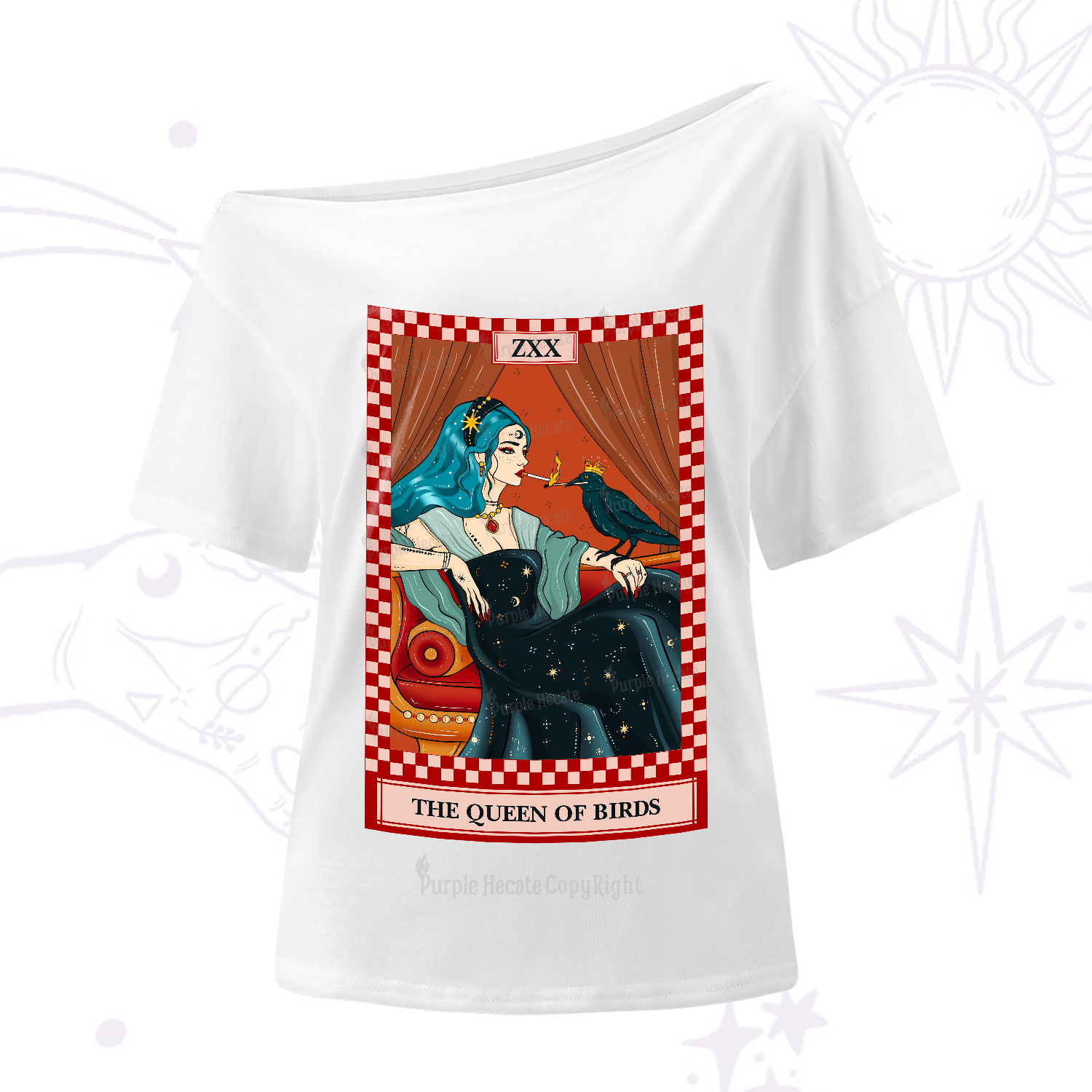 Purplehecate The Queen Of Birds Tarot One-Shoulder T-Shirt