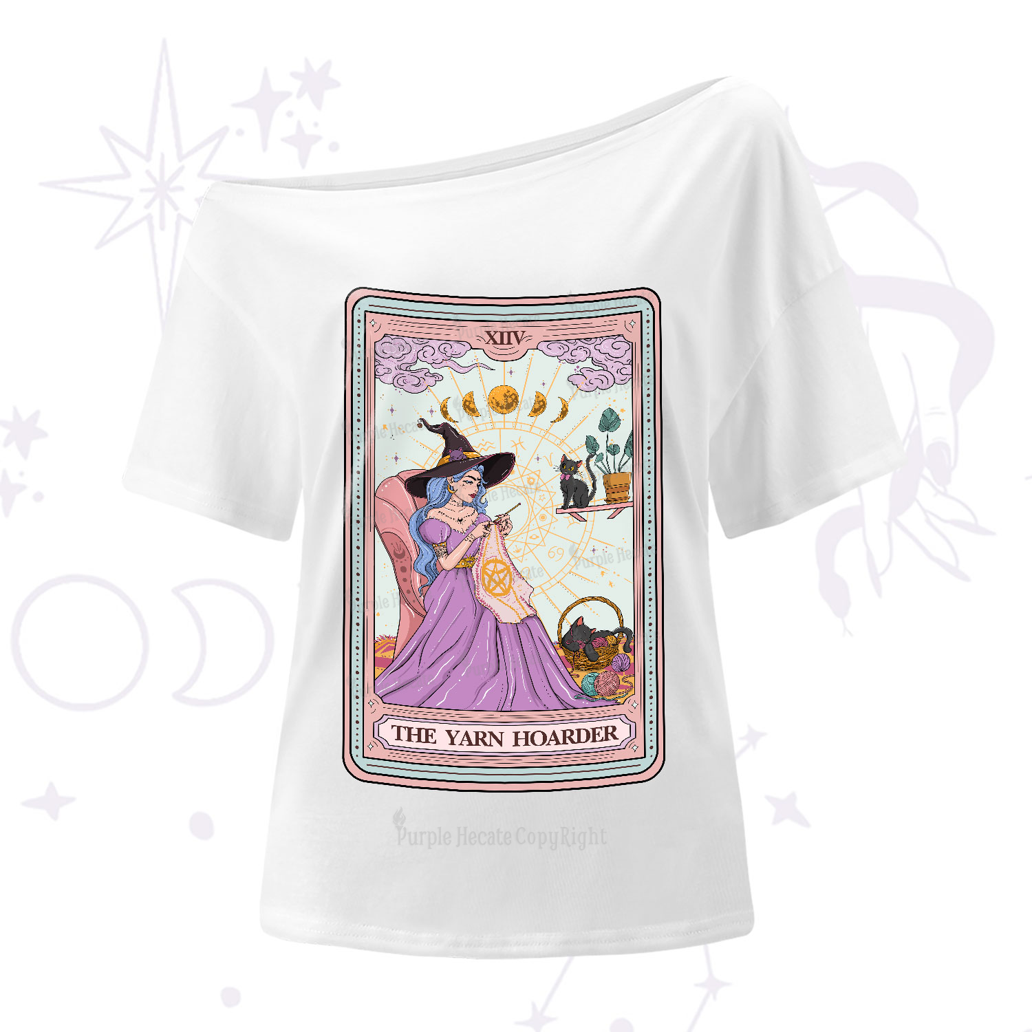 Purplehecate The Yarn Hoarder Tarot One-Shoulder T-Shirt