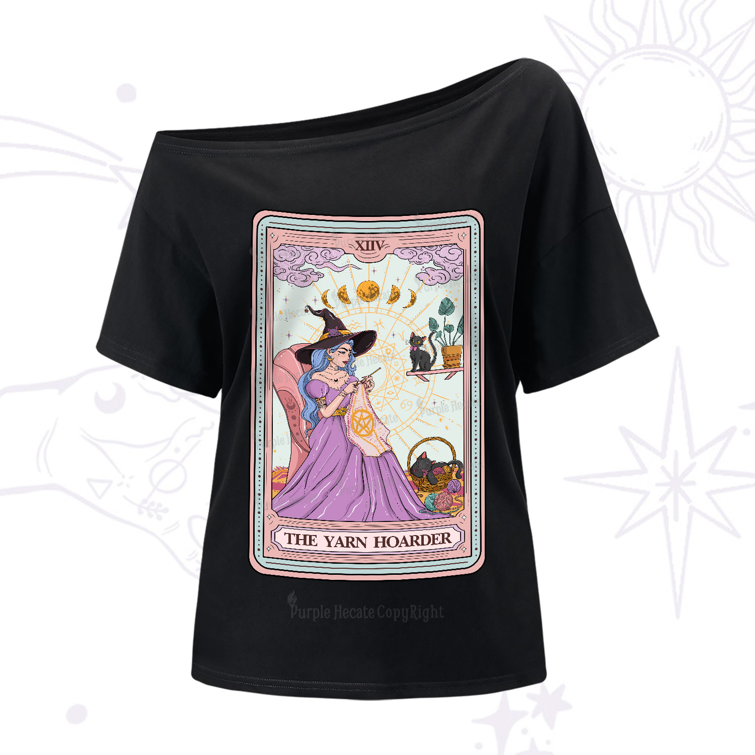 Purplehecate The Yarn Hoarder Tarot One-Shoulder T-Shirt