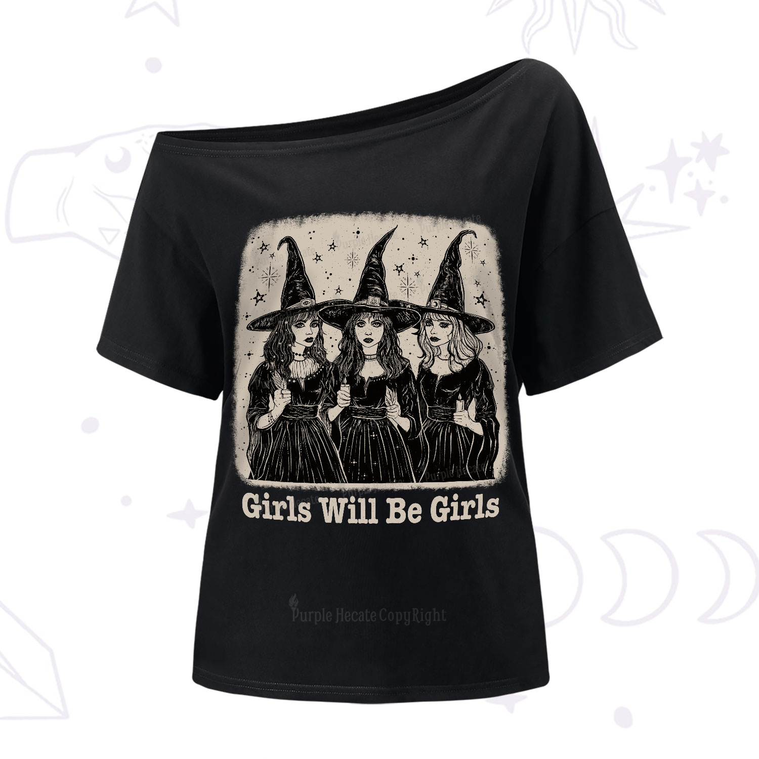 Purplehecate Girls Will Be Girls One-Shoulder T-Shirt