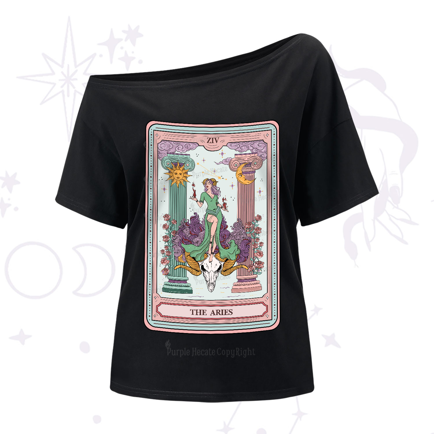Purplehecate The Aries Goddess Tarot One-Shoulder T-Shirt