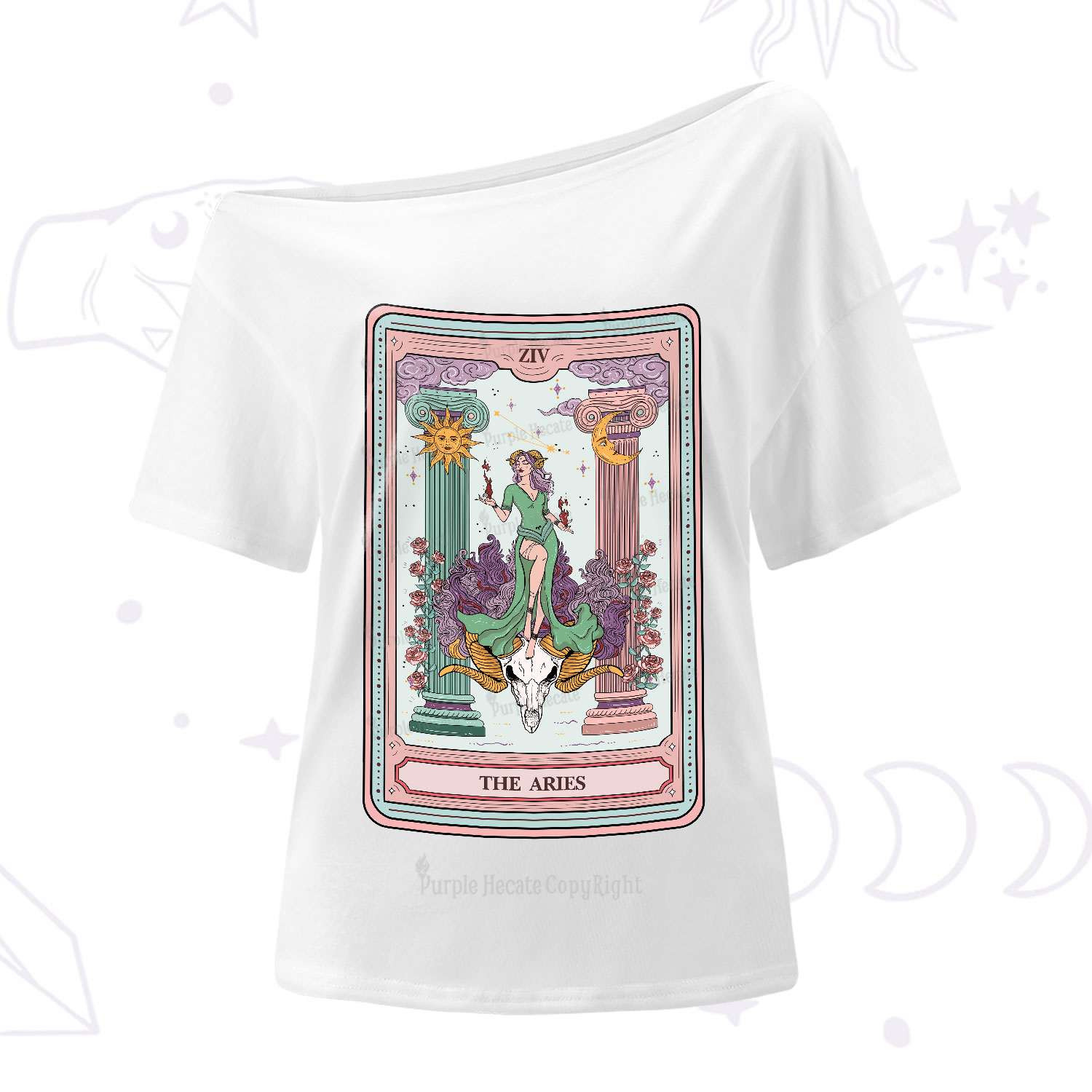 Purplehecate The Aries Goddess Tarot One-Shoulder T-Shirt