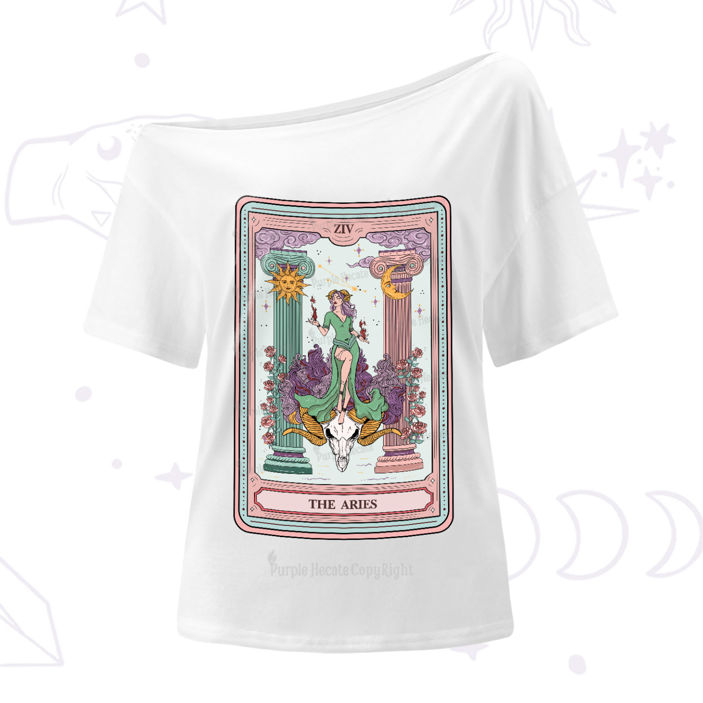 Purplehecate The Aries Goddess Tarot One-Shoulder T-Shirt