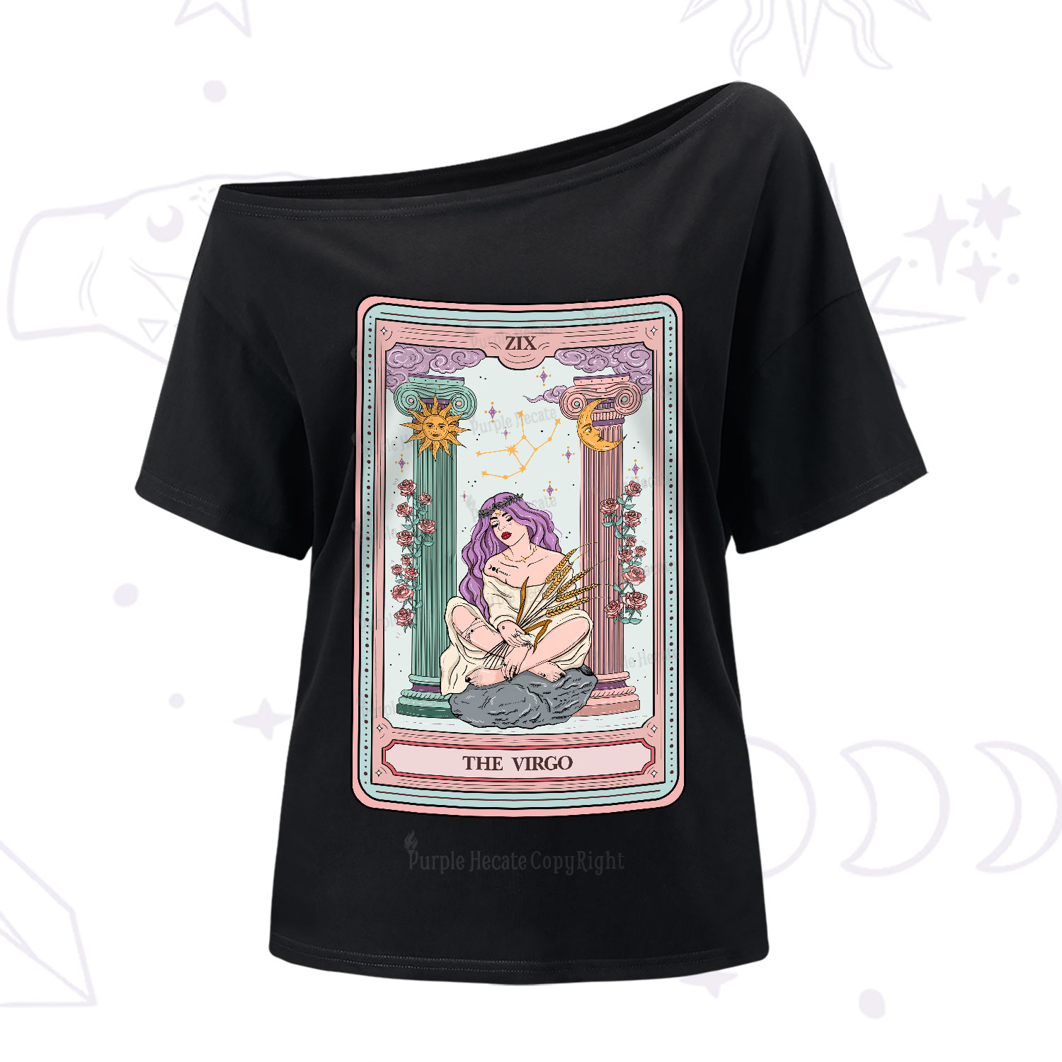 Purplehecate The Virgo Goddess Tarot One-Shoulder T-Shirt