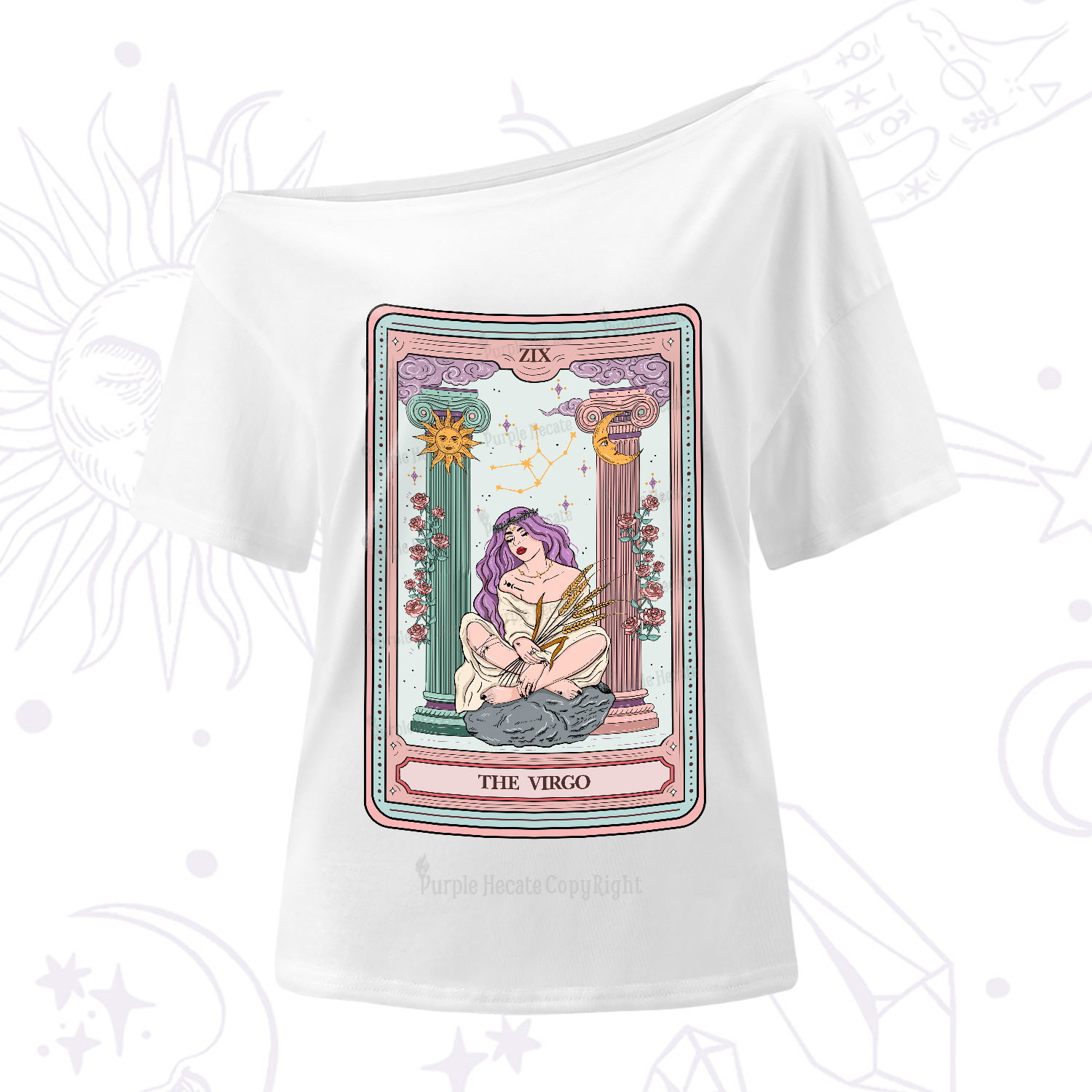 Purplehecate The Virgo Goddess Tarot One-Shoulder T-Shirt