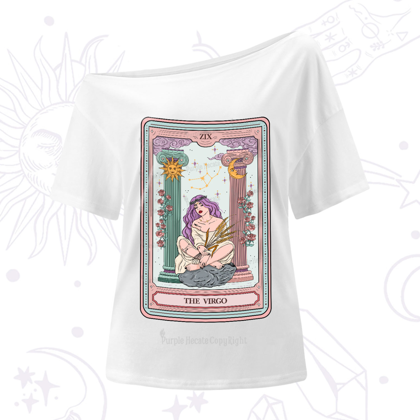 Purplehecate The Virgo Goddess Tarot One-Shoulder T-Shirt