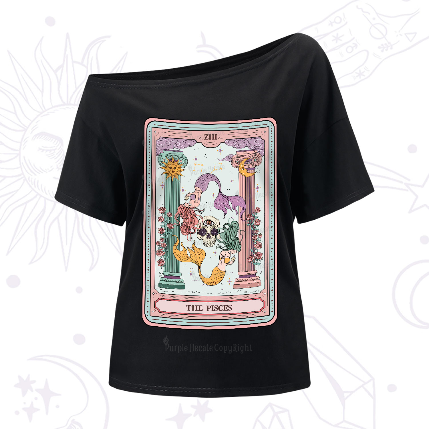 Purplehecate The Pisces Goddess Tarot One-Shoulder T-Shirt