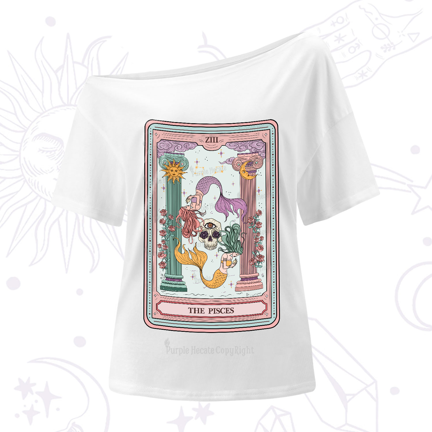 Purplehecate The Pisces Goddess Tarot One-Shoulder T-Shirt