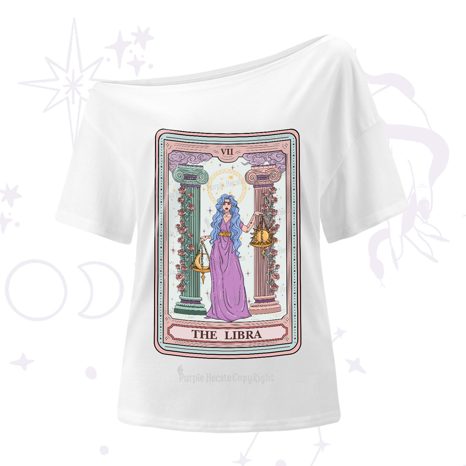 Purplehecate The Libra Goddess Tarot One-Shoulder T-Shirt