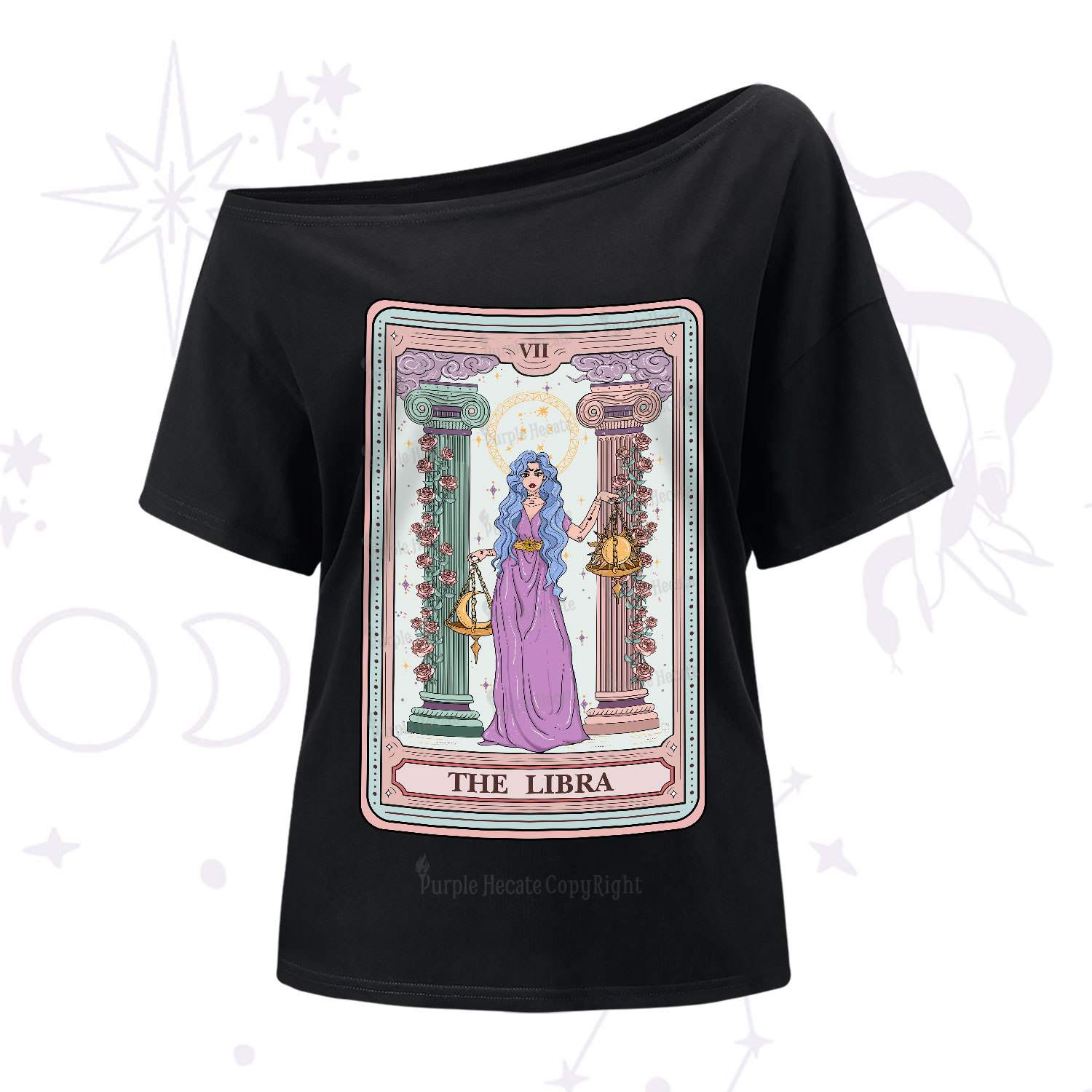 Purplehecate The Libra Goddess Tarot One-Shoulder T-Shirt