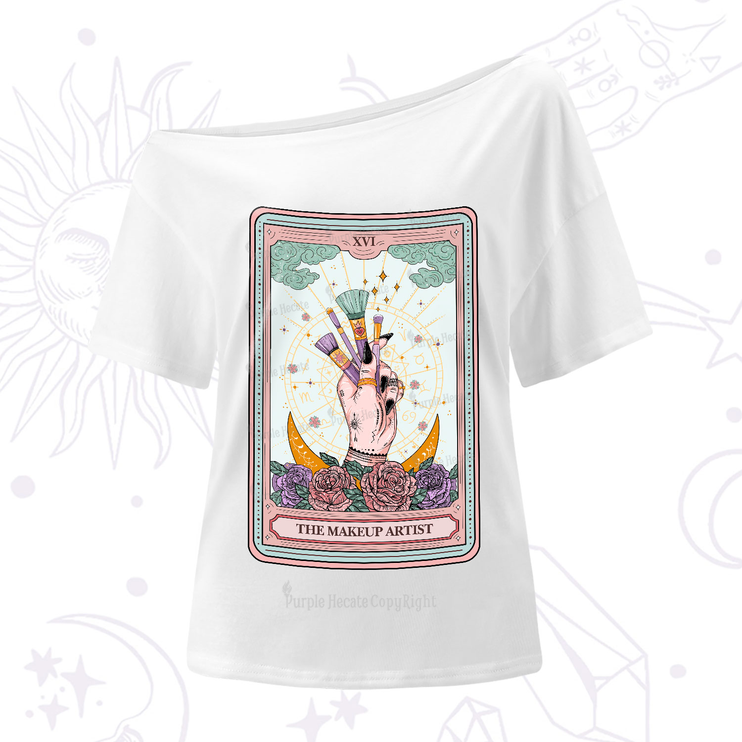 Purplehecate The Makeup Artist Life Tarot One-Shoulder T-Shirt