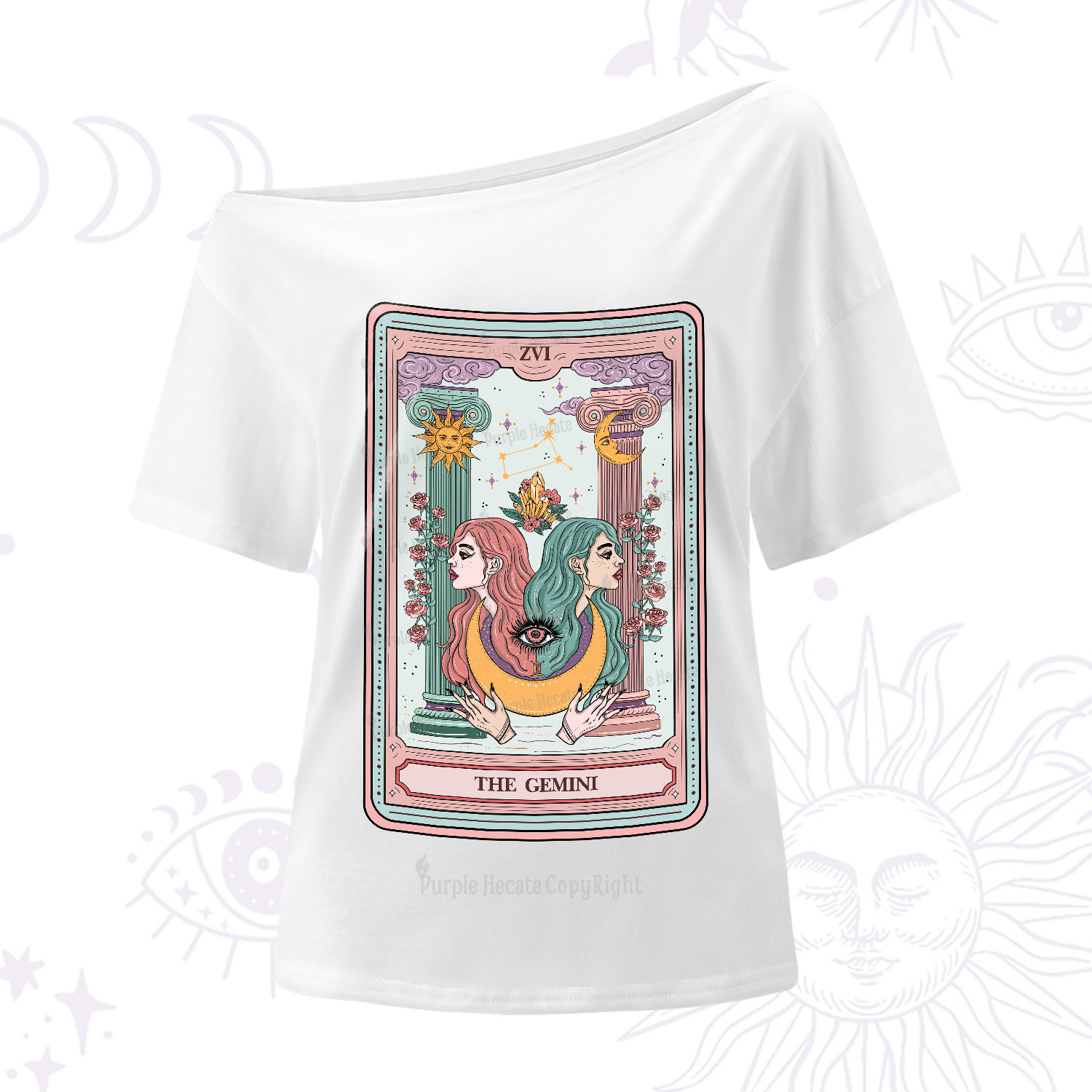 Purplehecate The Gemini Goddess Tarot One-Shoulder T-Shirt