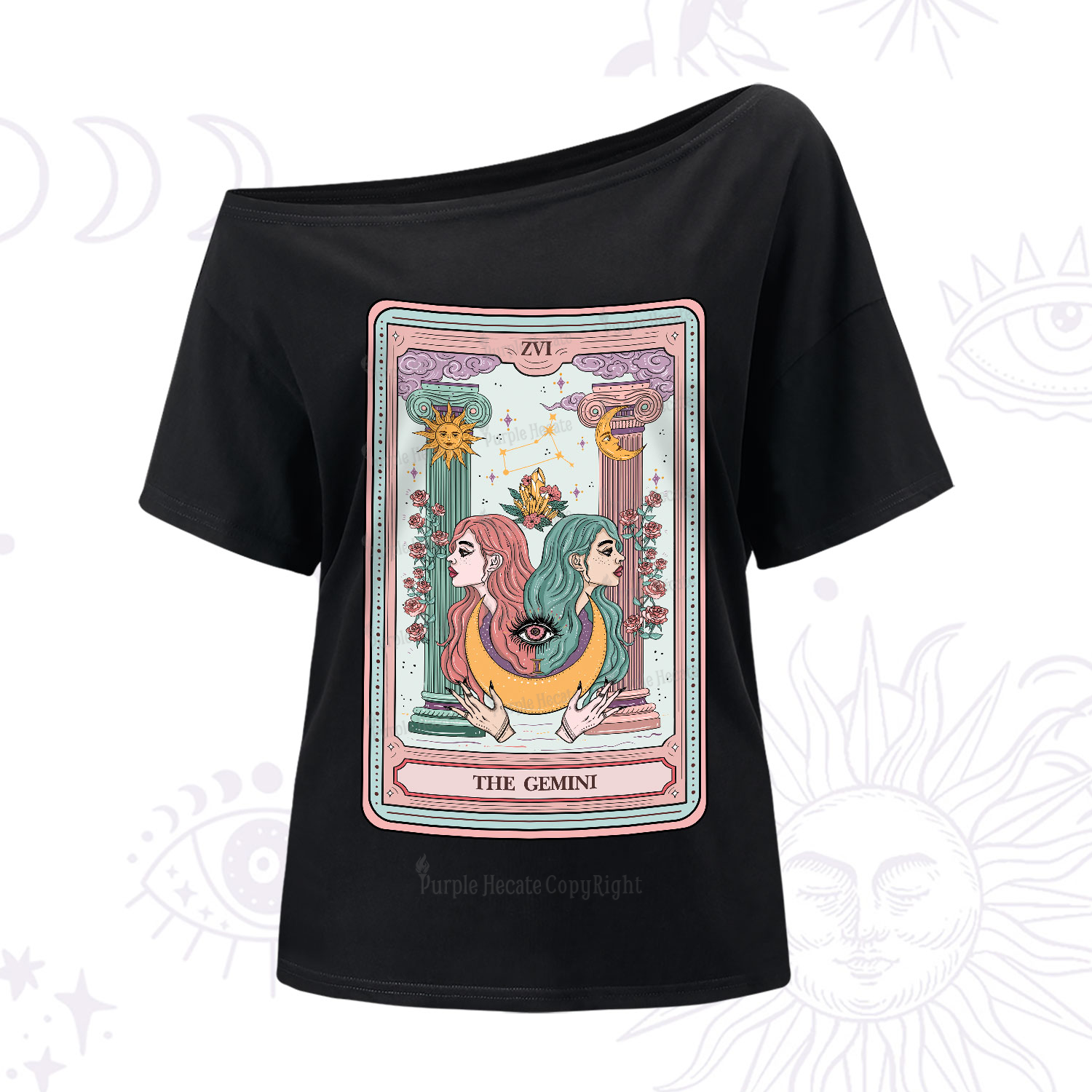 Purplehecate The Gemini Goddess Tarot One-Shoulder T-Shirt