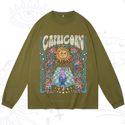 Purplehecate Capricorn Spirit Zodiac Long Sleeve T-Shirt