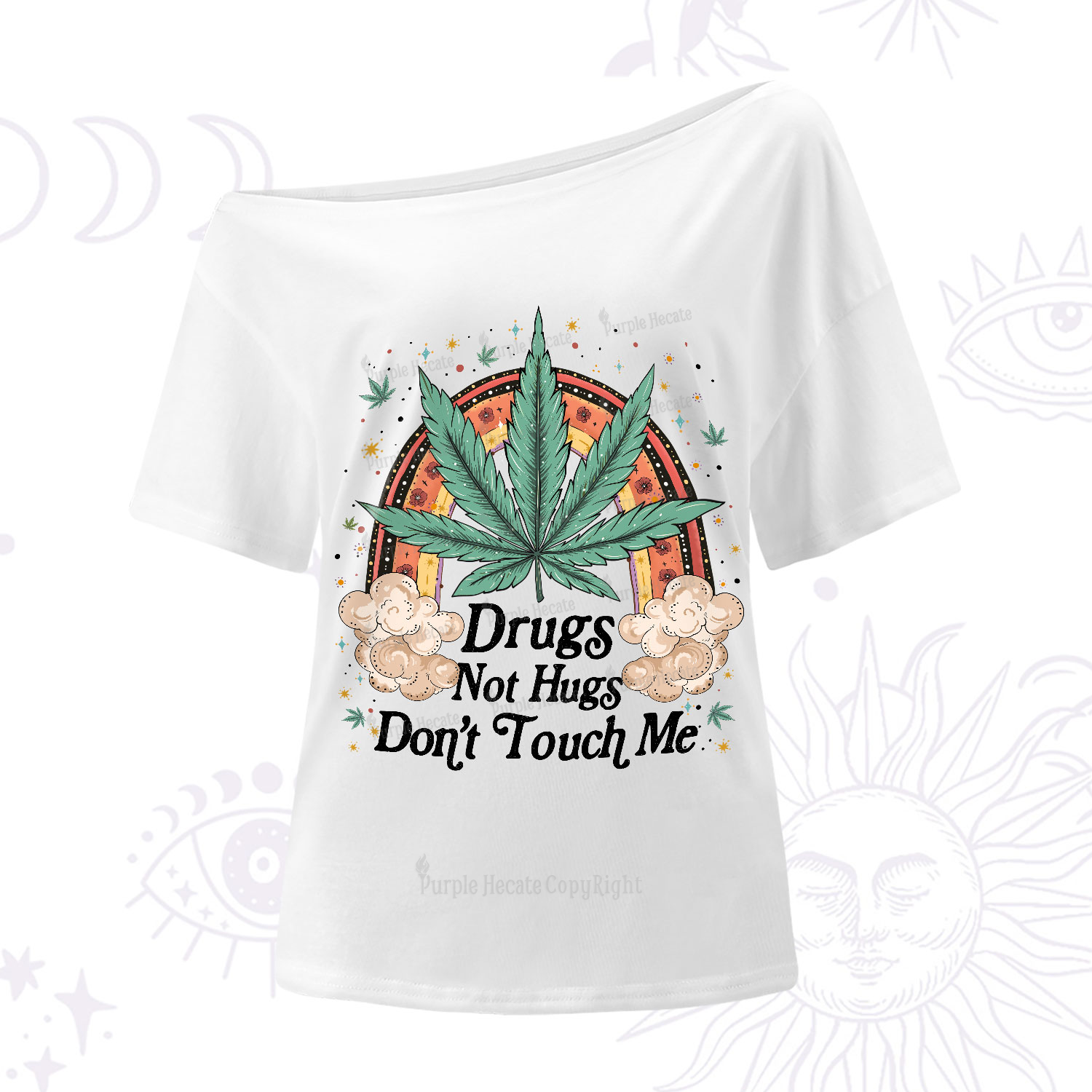 Purplehecate Drugs Not Hugs One-Shoulder T-Shirt