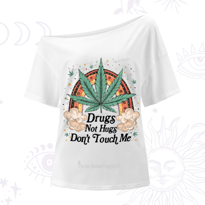 Purplehecate Drugs Not Hugs One-Shoulder T-Shirt