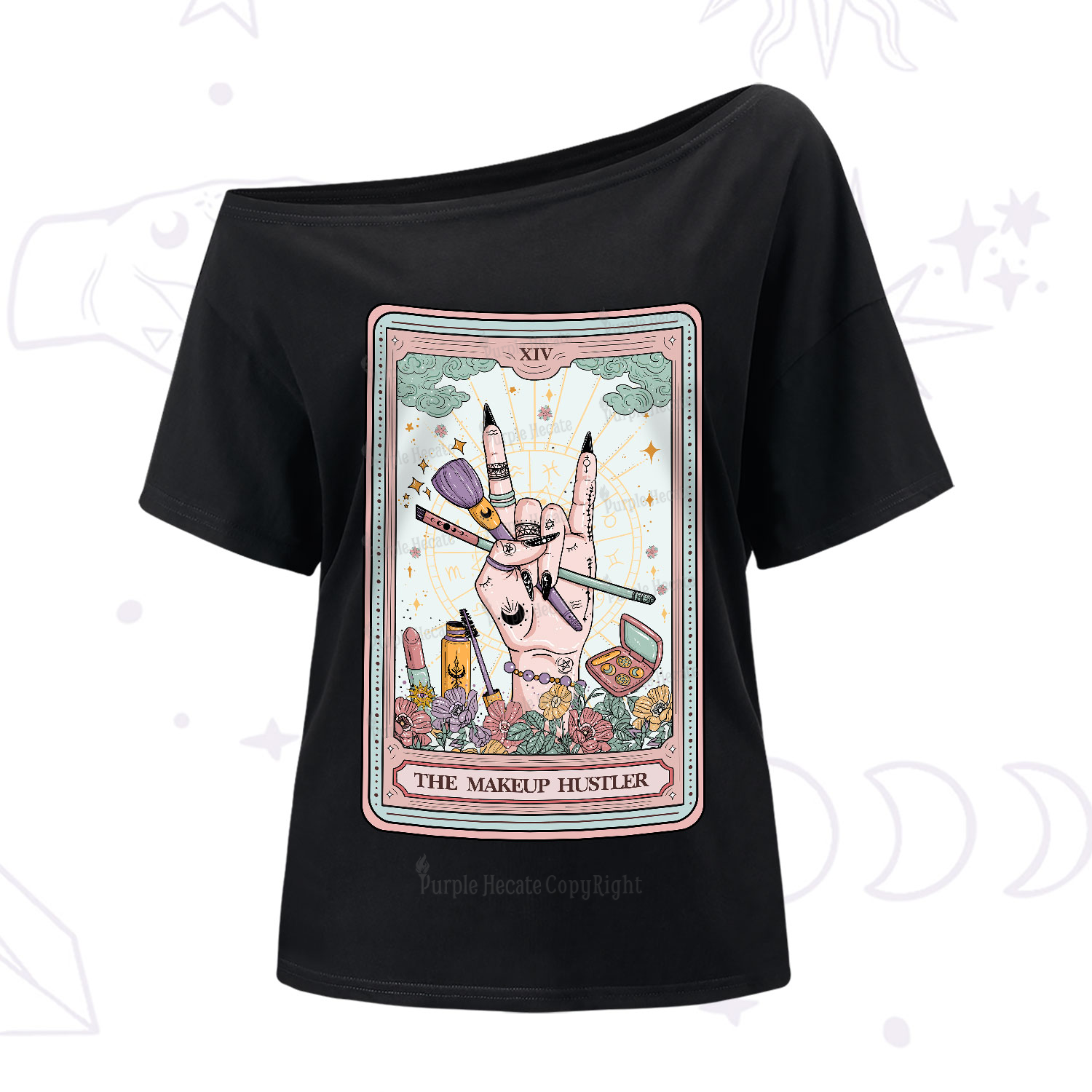Purplehecate The Makeup Hustler Tarot One-Shoulder T-Shirt