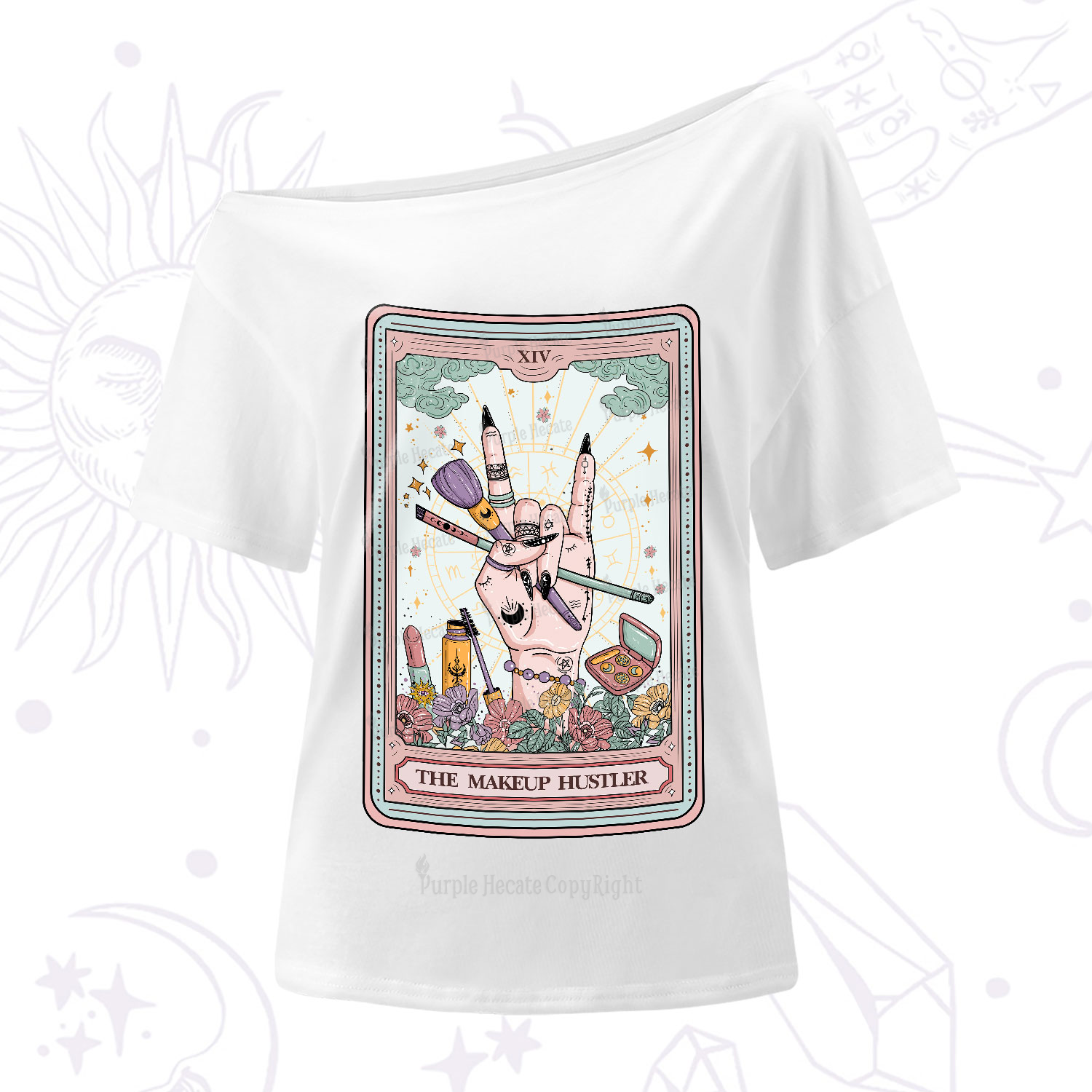 Purplehecate The Makeup Hustler Tarot One-Shoulder T-Shirt