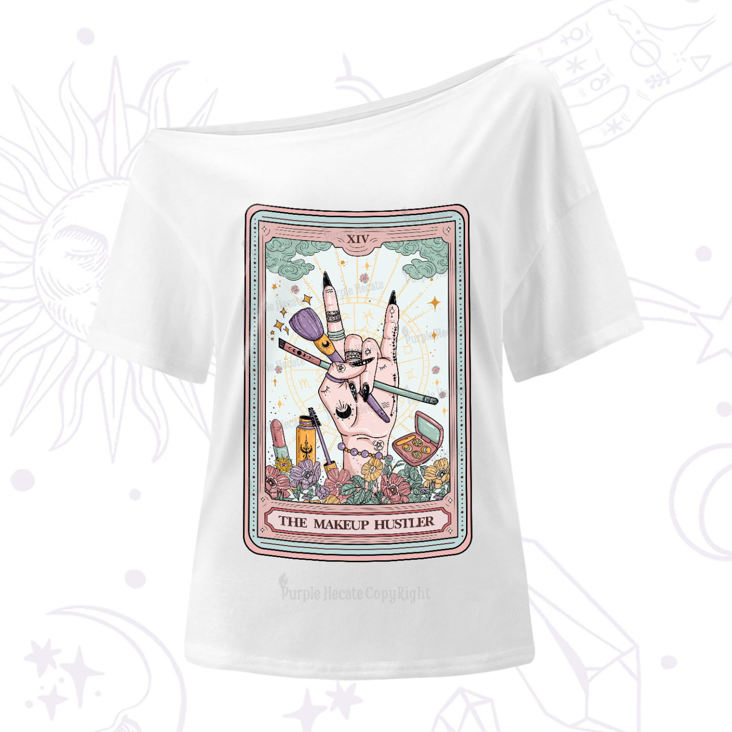 Purplehecate The Makeup Hustler Tarot One-Shoulder T-Shirt