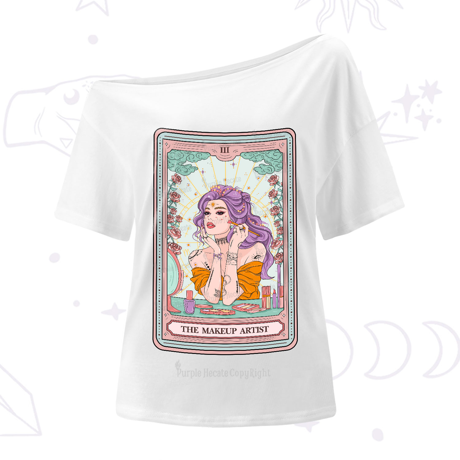 Purplehecate The Makeup Artist Tarot One-Shoulder T-Shirt