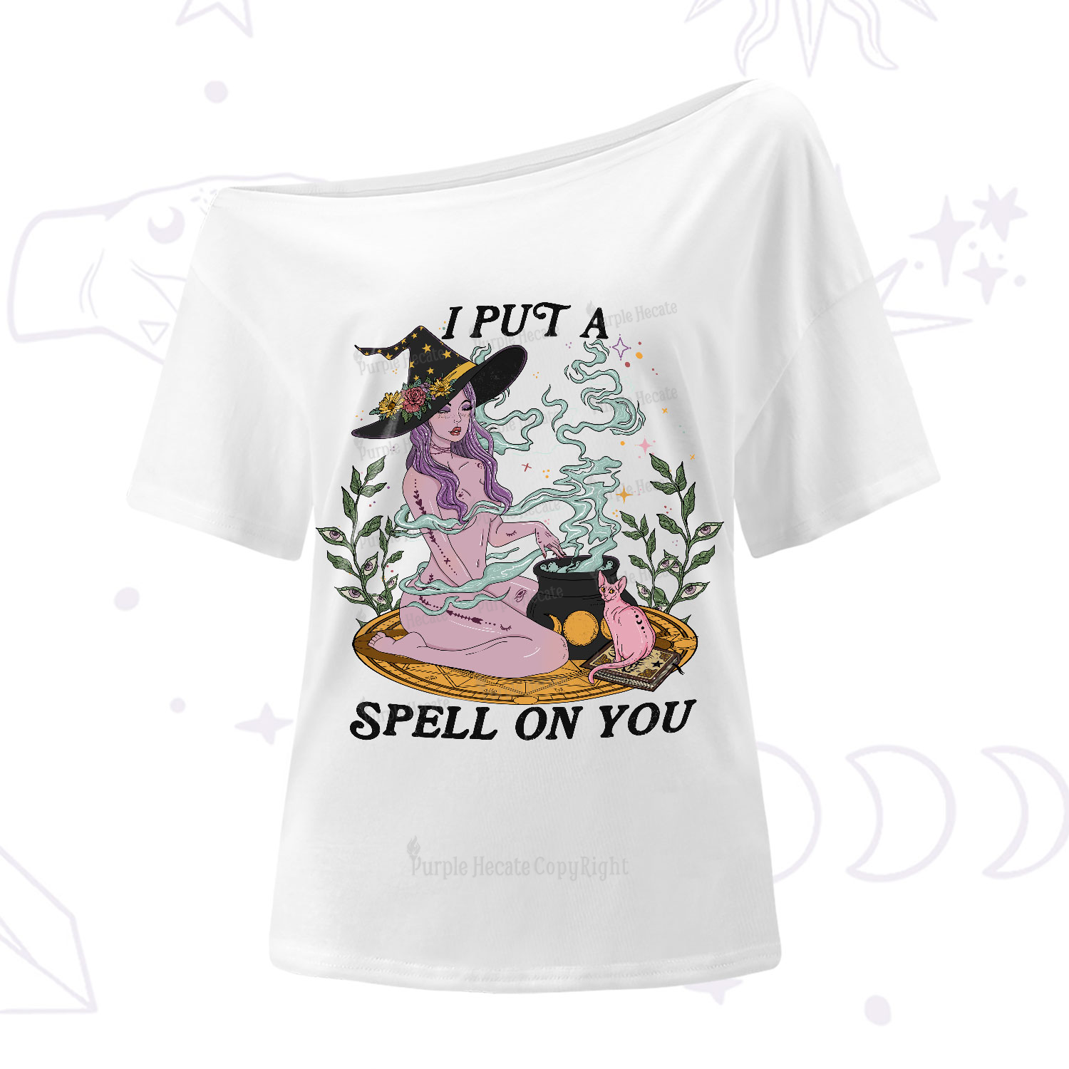 Purplehecate I Put A Spell On You One-Shoulder T-Shirt