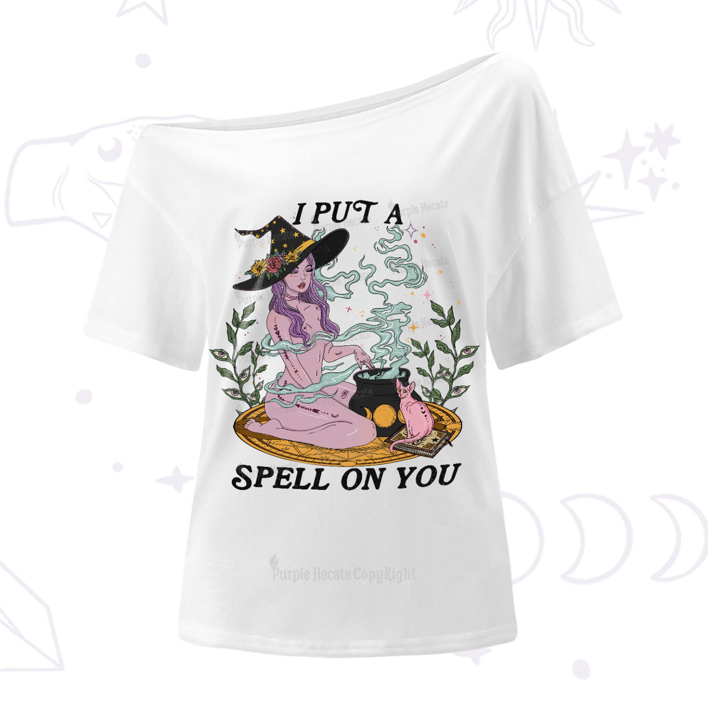 Purplehecate I Put A Spell On You One-Shoulder T-Shirt