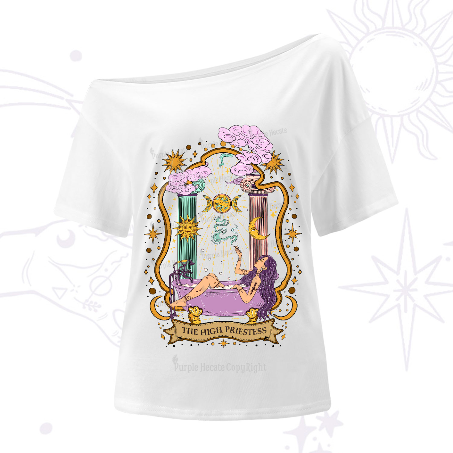 Purplehecate The High Priestess Goddess One-Shoulder T-Shirt