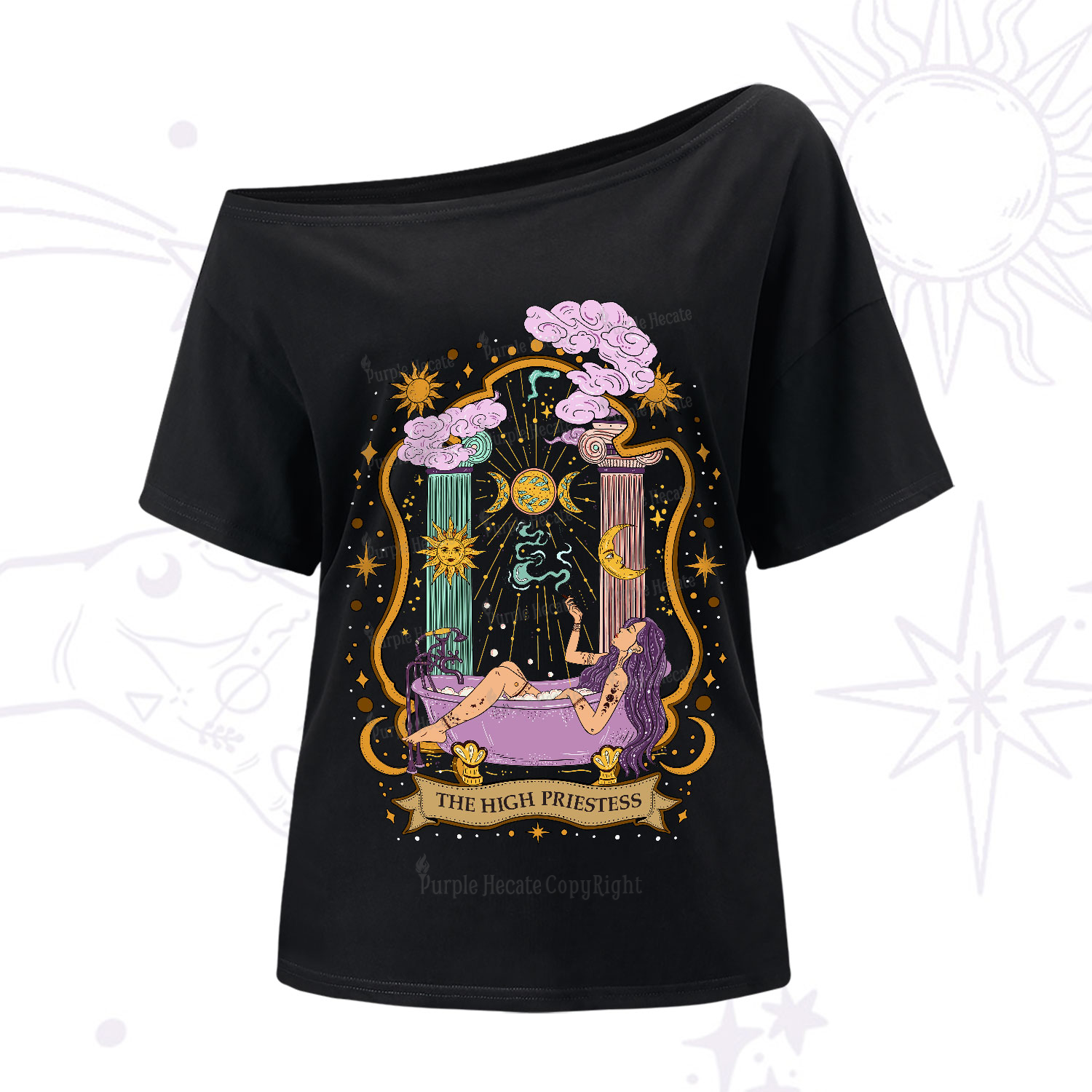 Purplehecate The High Priestess Goddess One-Shoulder T-Shirt