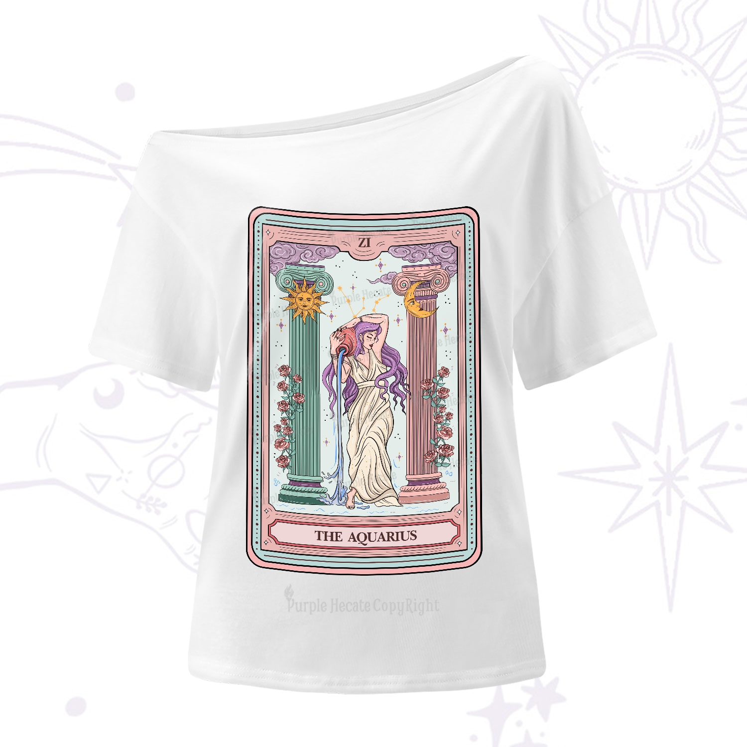 The Aquarius Goddess Tarot One-Shoulder T-Shirt